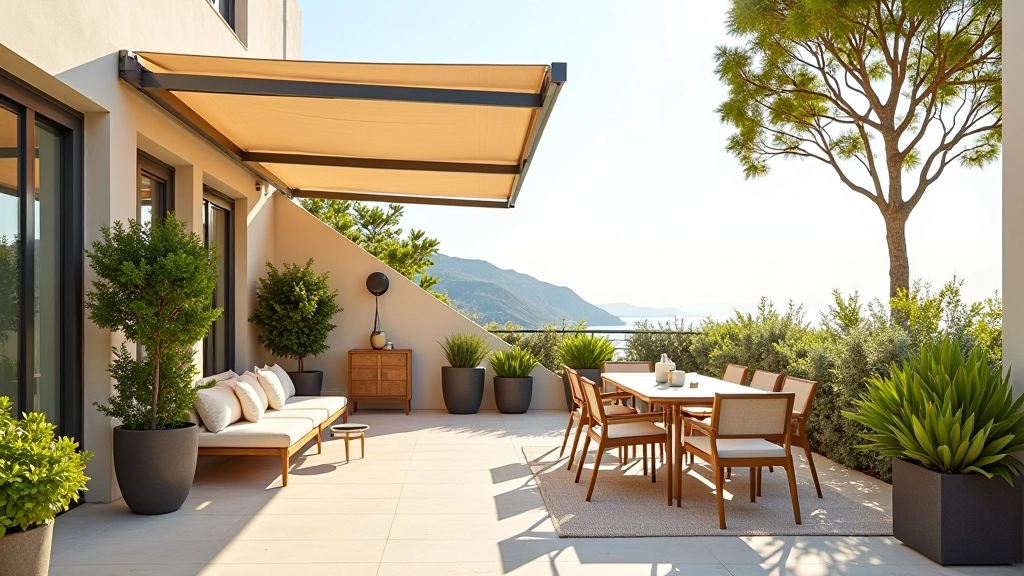Balcone con sistema di ombreggiamento moderno